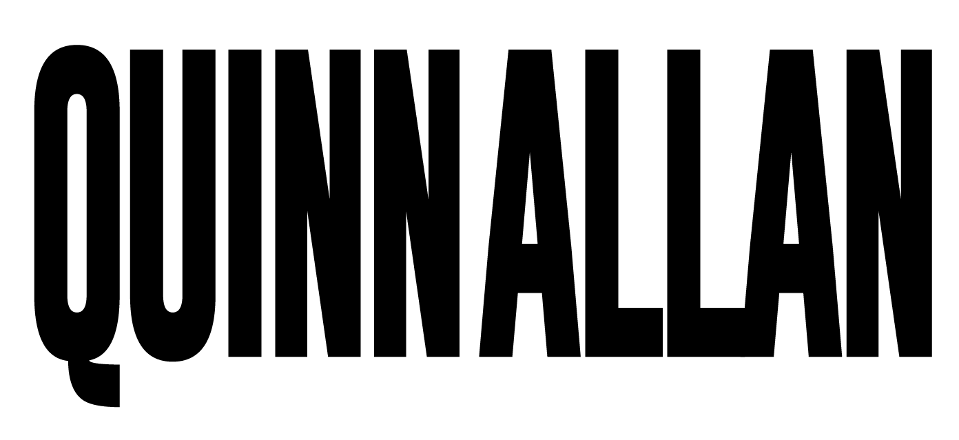 Black stylized text reading “QUINNALLAN” on a white background