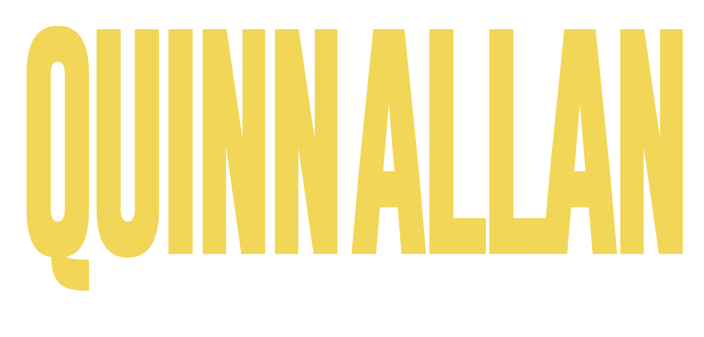 Yellow wordmark reading “QUINNALLAN” on a white background