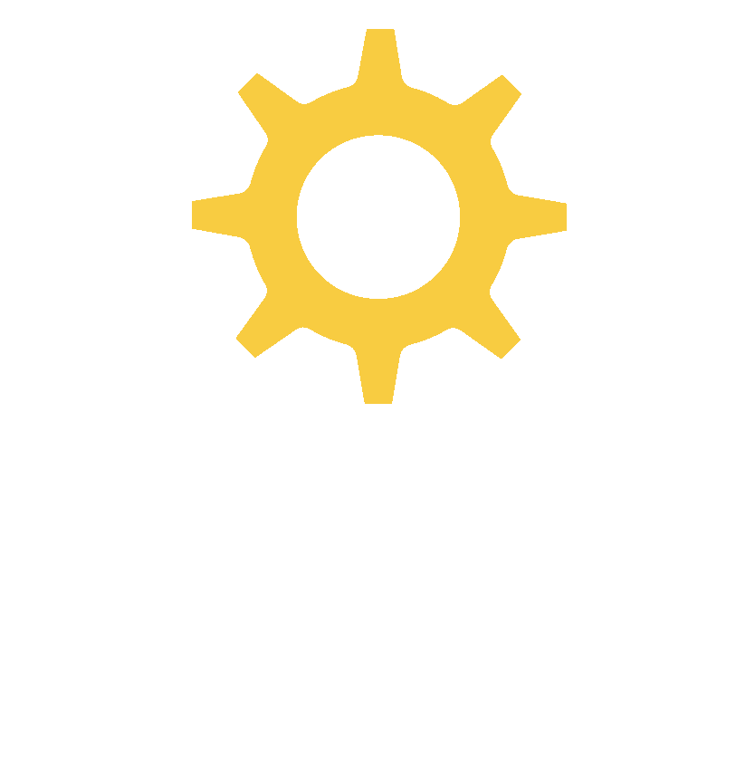 Yellow gear icon on a white background
