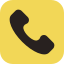 Click to call Yellow phone handset icon on a light background