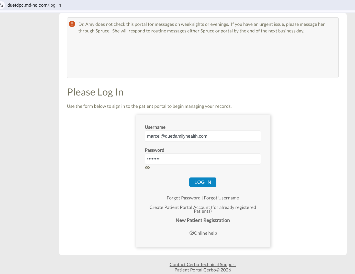 Web login page with sign-in form and blue Log In button on a white background
