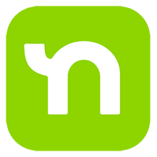 A green square with a white letter n inside of it