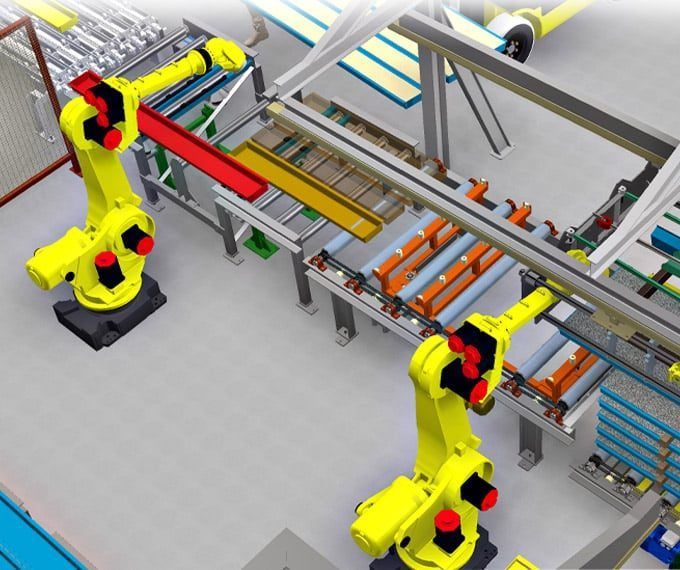 3D Render of Robots in Industrial Manufacture Factory — Industrial Automation Australia in Eagle Farm, QLD