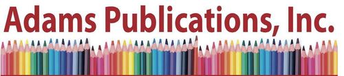 Adams Publications, Inc. logo with red text above a row of colorful pencils