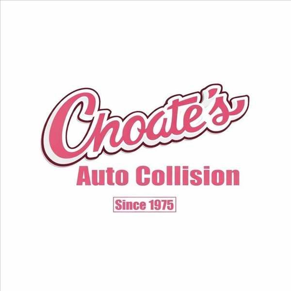 Choate&rsquo;s Auto Collision logo in pink script with &ldquo;Since 1975&rdquo; on a white background