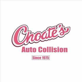Choate&rsquo;s Auto Collision logo in pink script with &ldquo;Since 1975&rdquo; on a white background