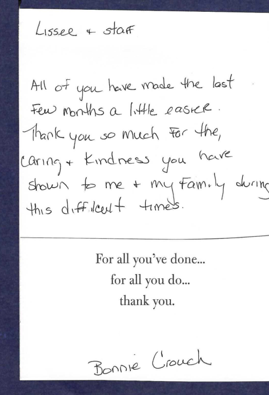 letter review sent to funeral home