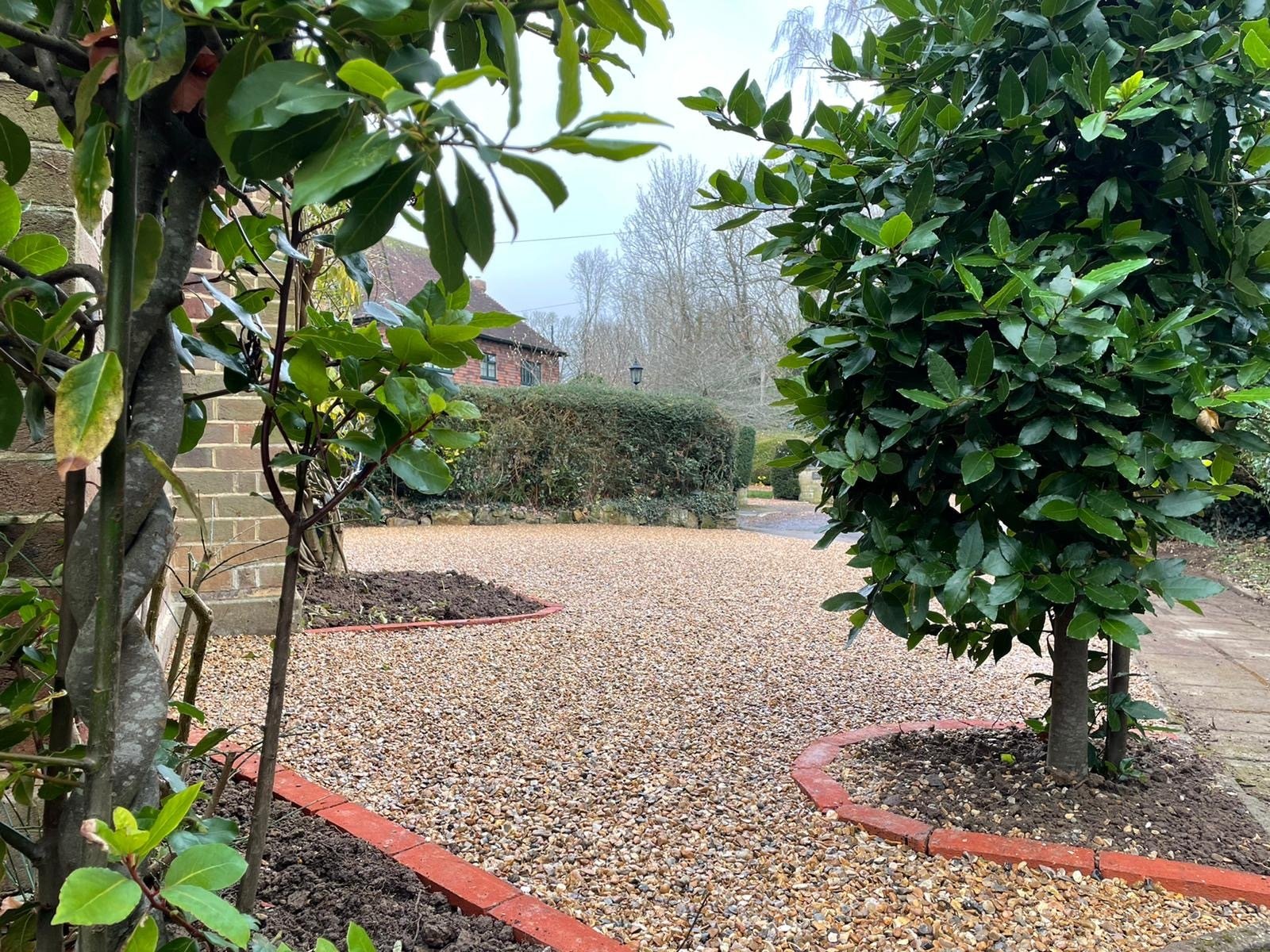 Driveway with Red Brick Edgings 