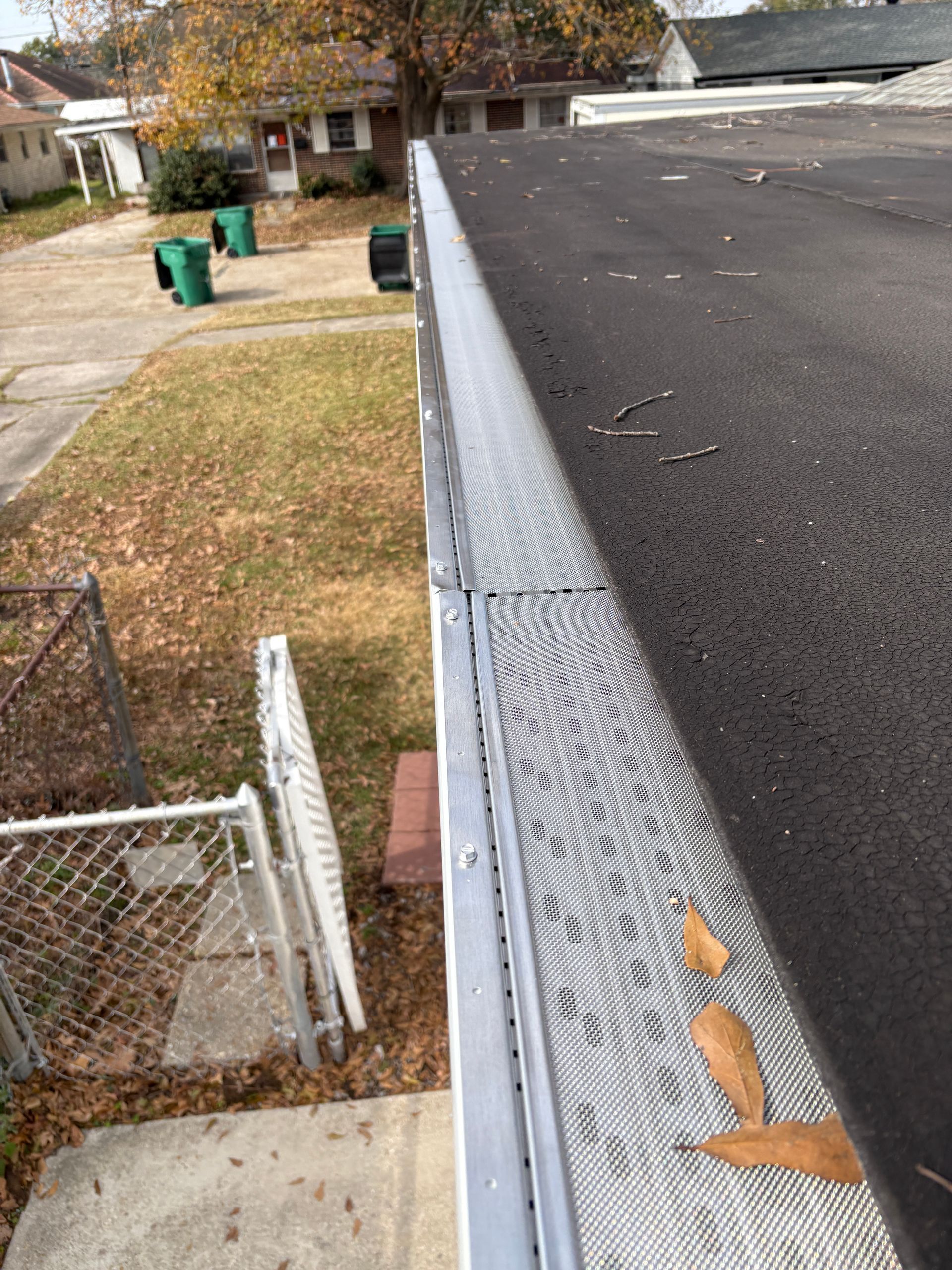 Leaf guard system close-up
