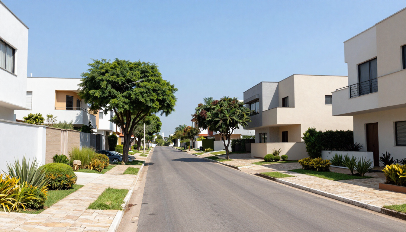 Avenida arborizada em Alphaville