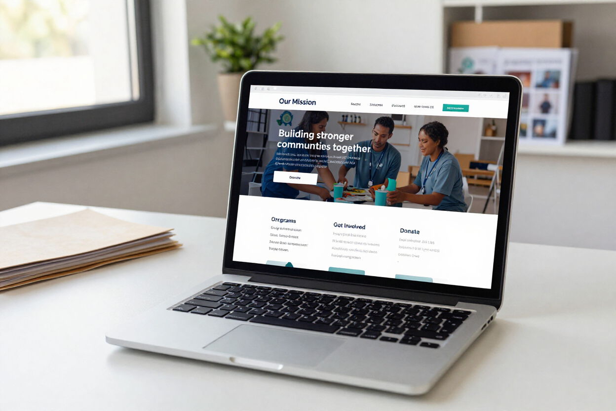 Nonprofit client website on a laptop