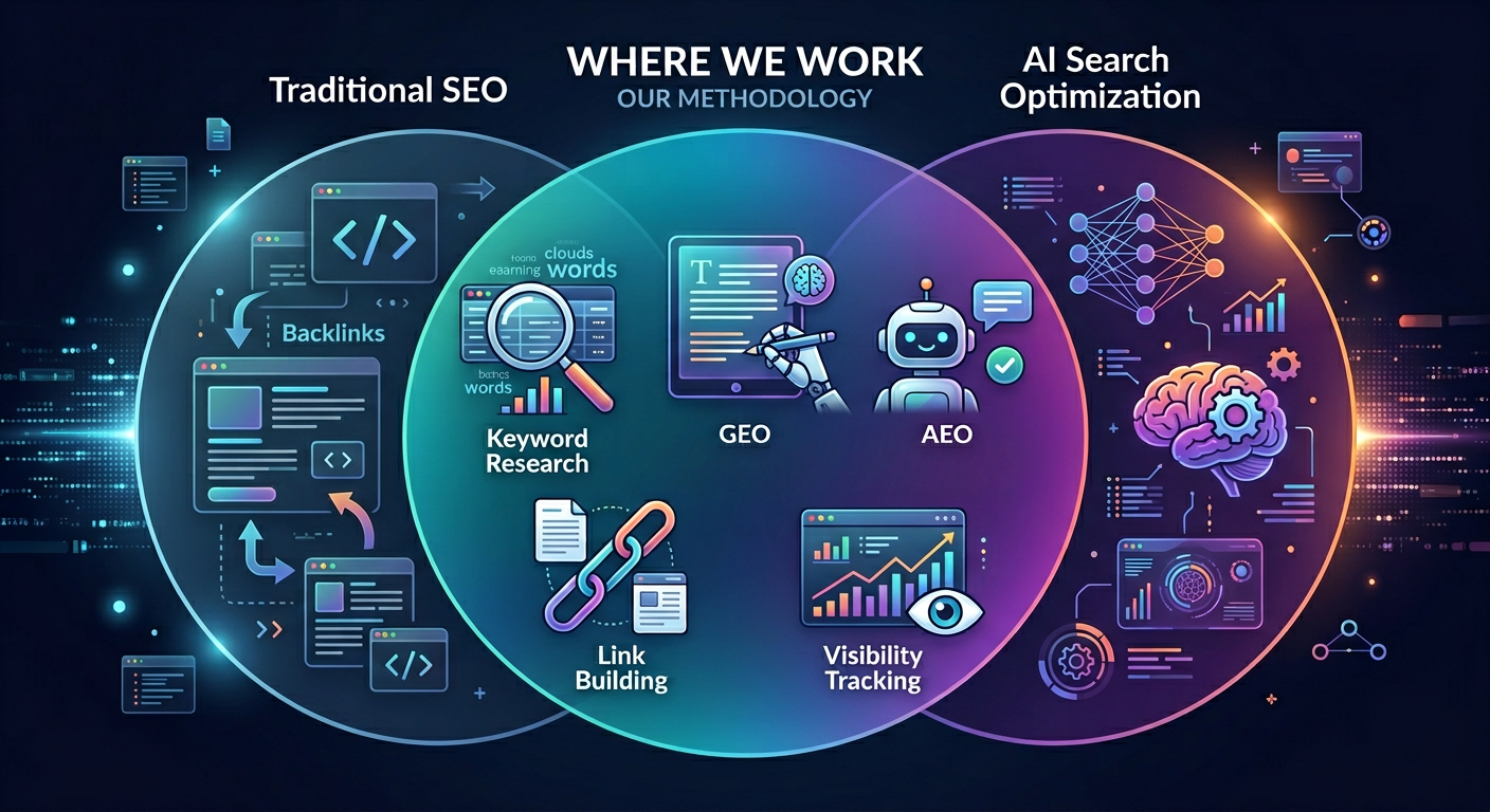 Infographic comparing traditional SEO and AI search optimization