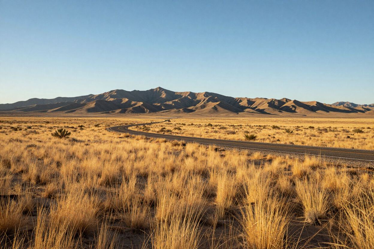 High desert landscape along the drive from Benson to Douglas, AZ in Cochise County