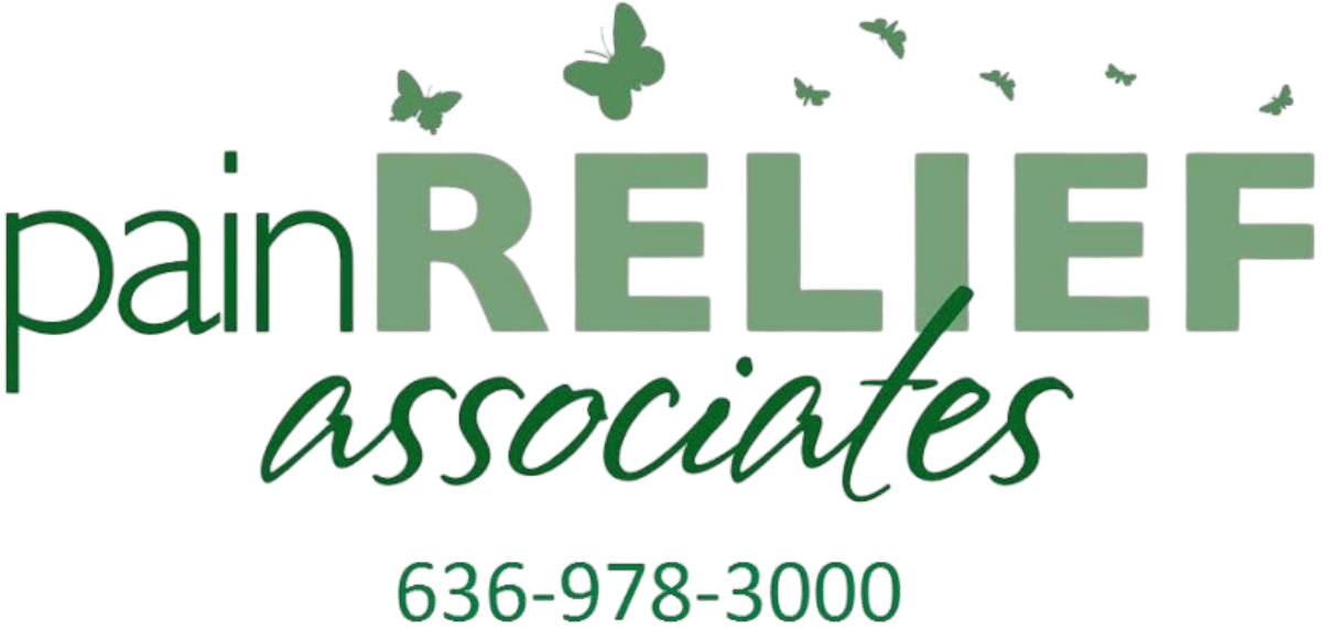 Pain Relief Associates logo with green text and butterflies.