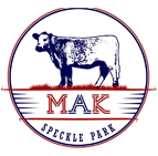 A logo for speckle park with a cow in a circle.