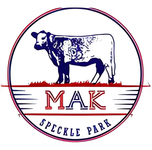 A logo for speckle park with a cow in a circle.