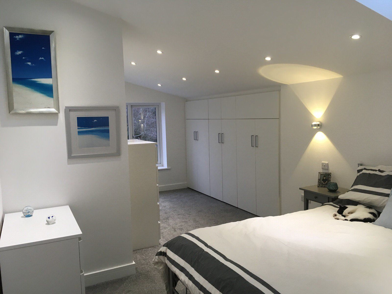 Bedroom in refurbished Cheshire bungalow with contemporary design, completed by Rawlinson Construction