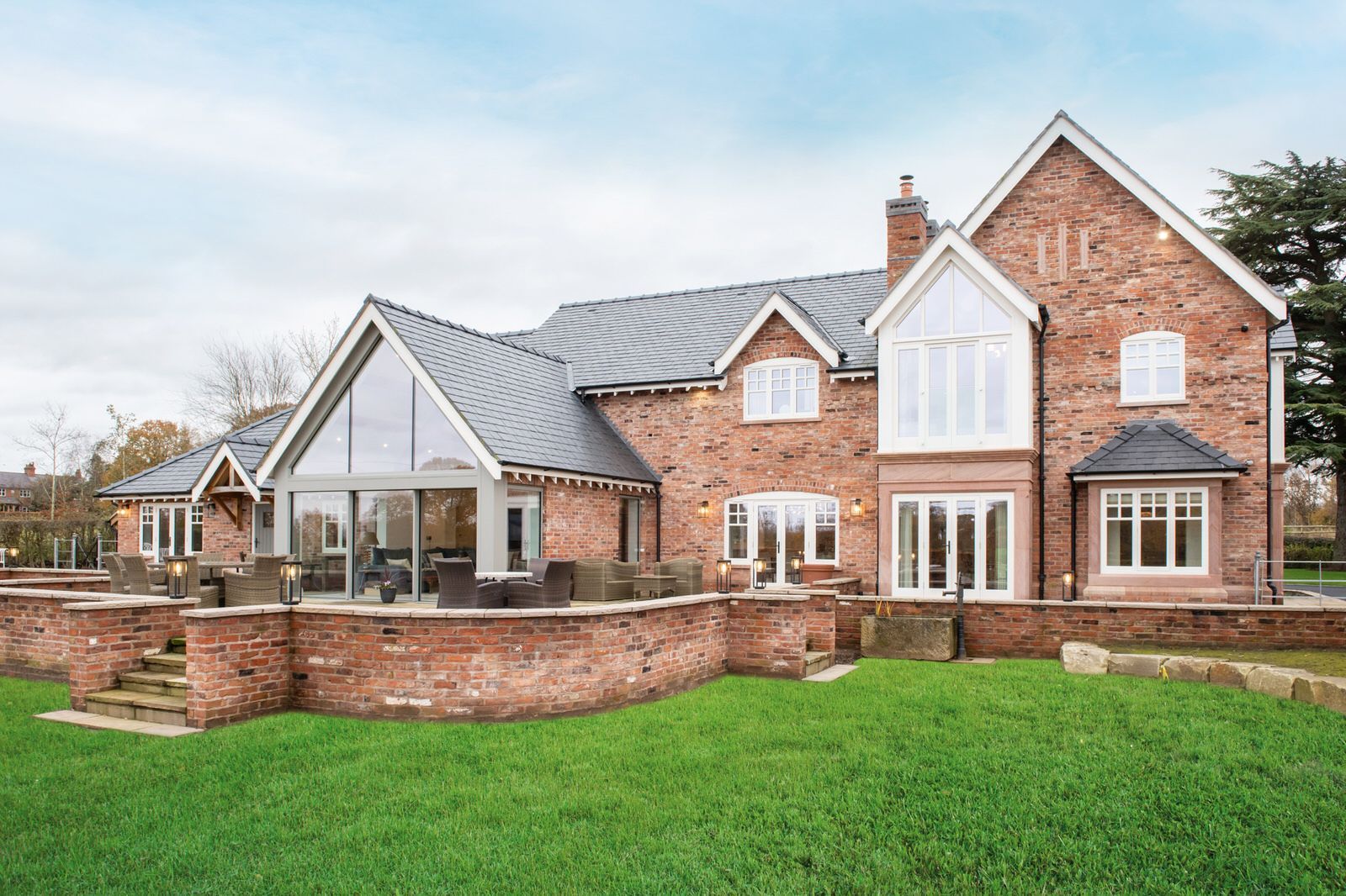 Rear elevation of new build home in Cheshire by Rawlinson Construction 