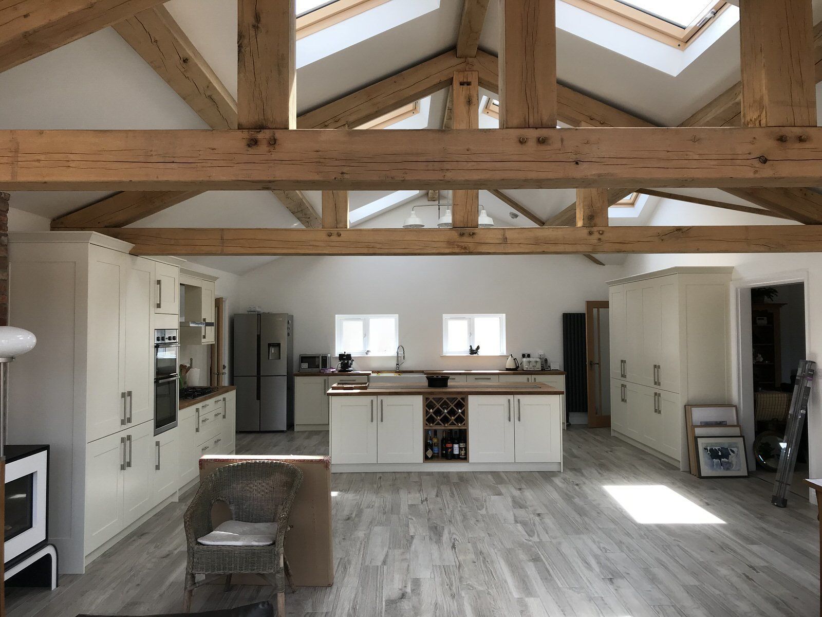 Modern kitchen within oak extension by Rawlinson Construction 