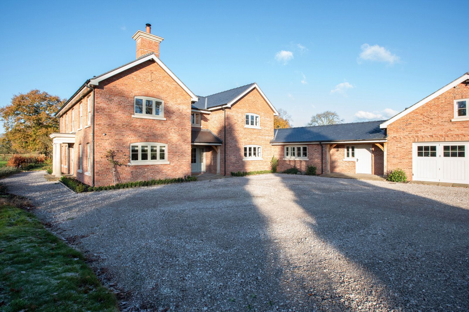 Exterior view of modern farmhouse-style home in Cheshire