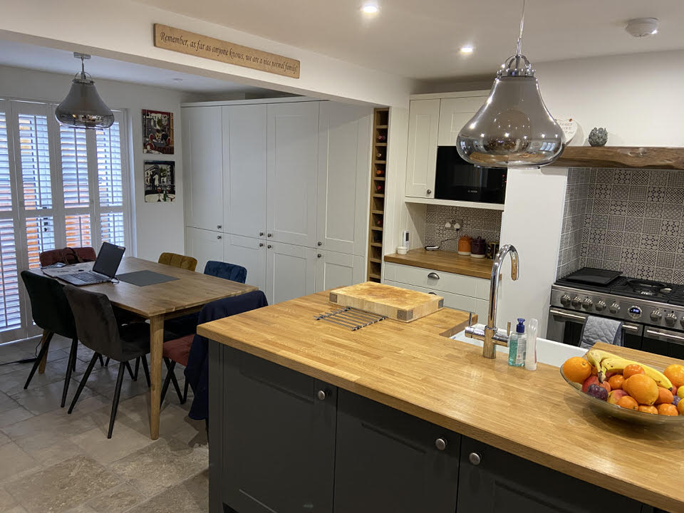 Open-plan kitchen in renovated Knutsford terrace cottage completed to a high standard