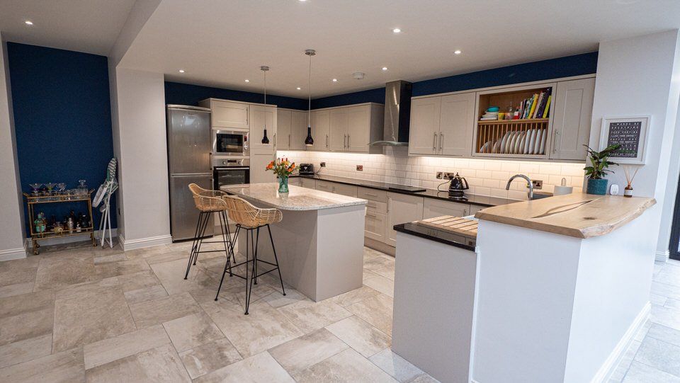 Interior view of luxury kitchen in extended Cheshire property