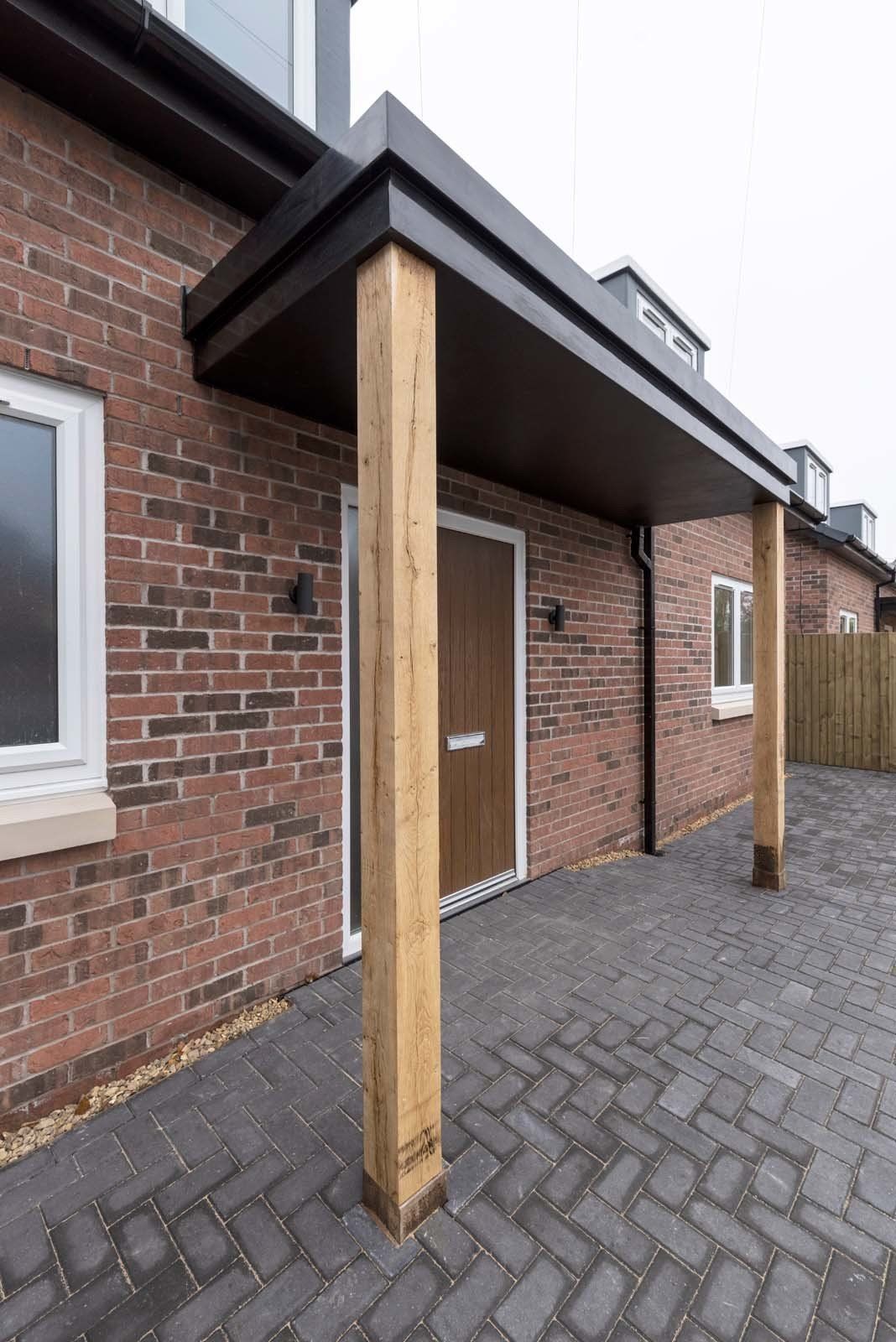 Entrance to energy-efficient, modern dormer bungalow in Cheshire built by Rawlinson Construction