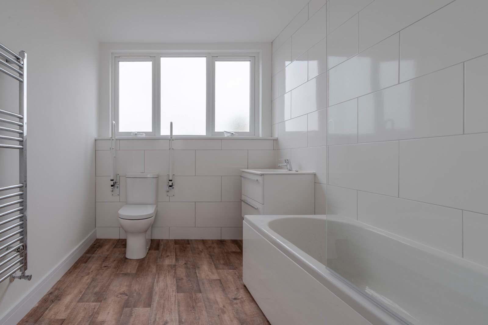 Master bedroom in newly constructed dormer bungalow with contemporary design