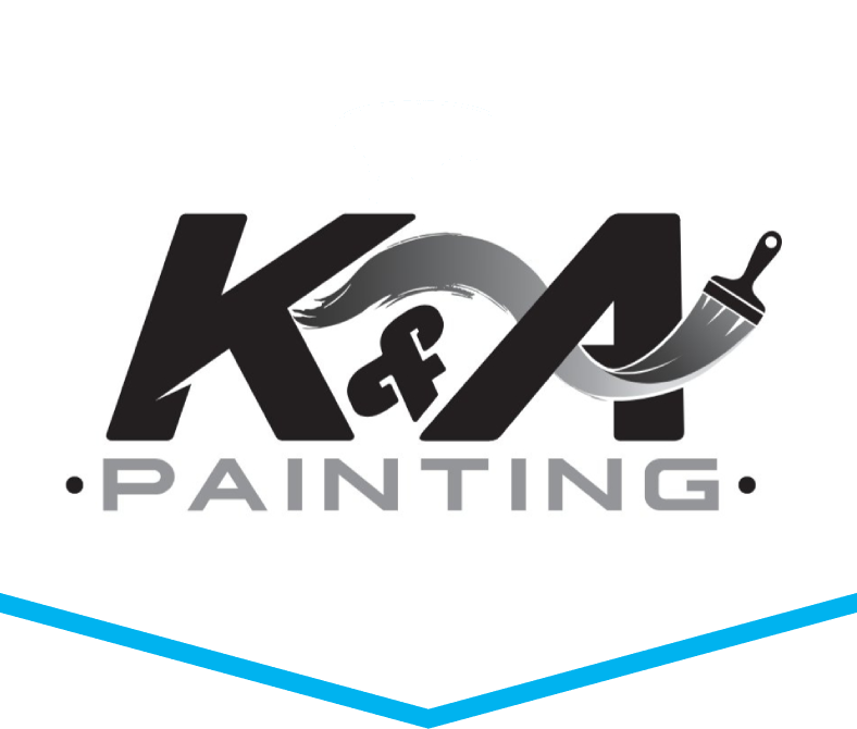 K&A Painting logo with gray and black letters, paintbrush stroke, and tagline.