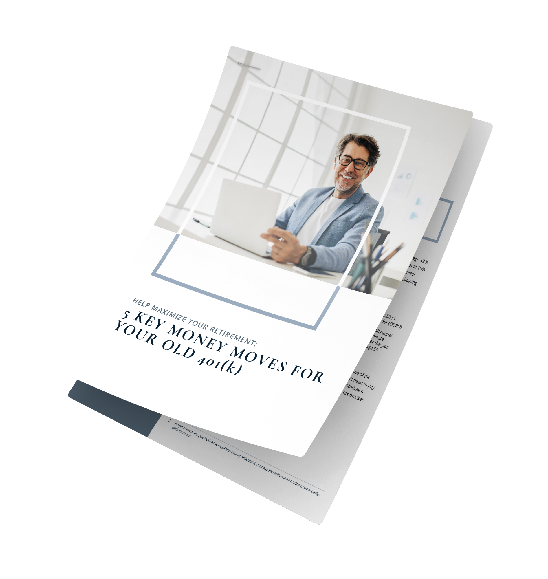 A document with a man working on a laptop, titled