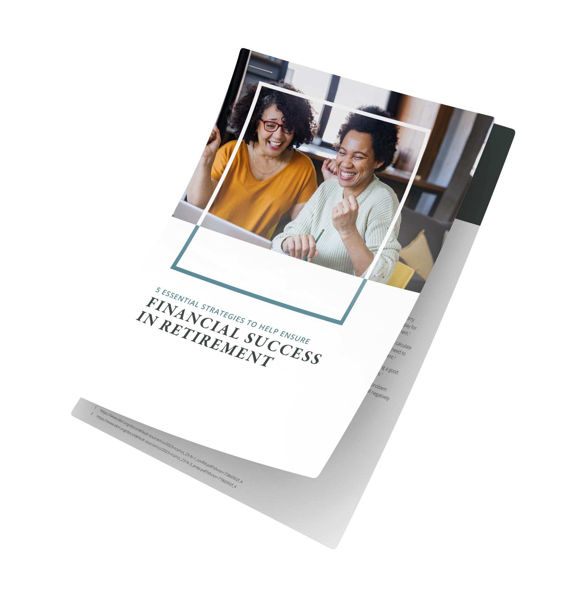 Brochure: Two women celebrating, titled