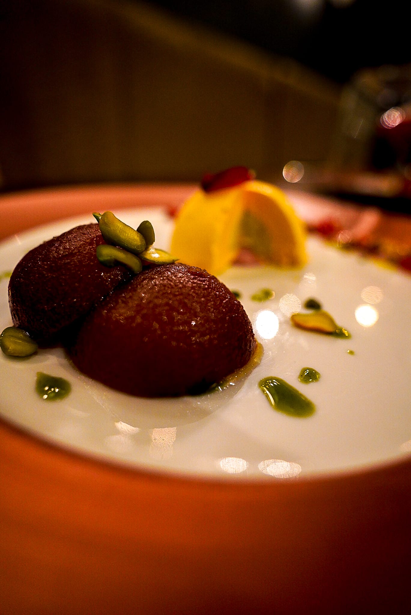 A close up of a plate of food on a table.