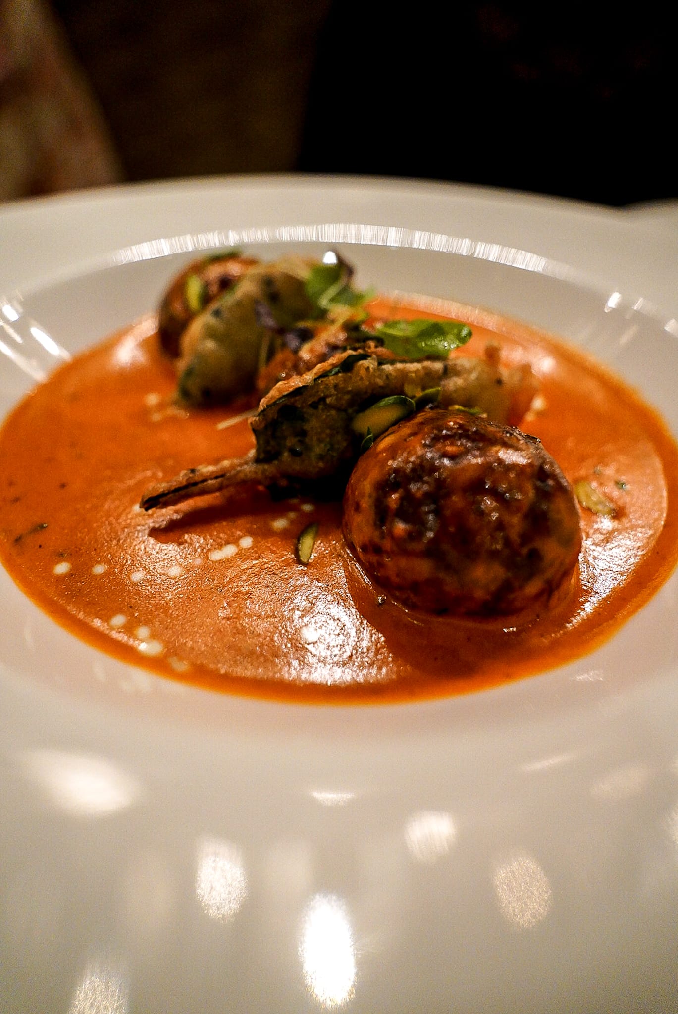 A close up of a plate of food on a table.
