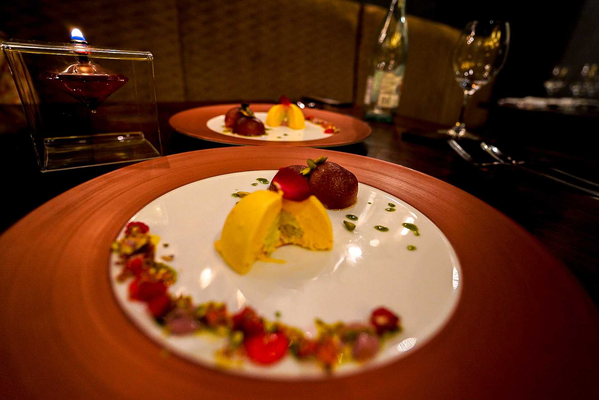 A close up of a plate of food on a table