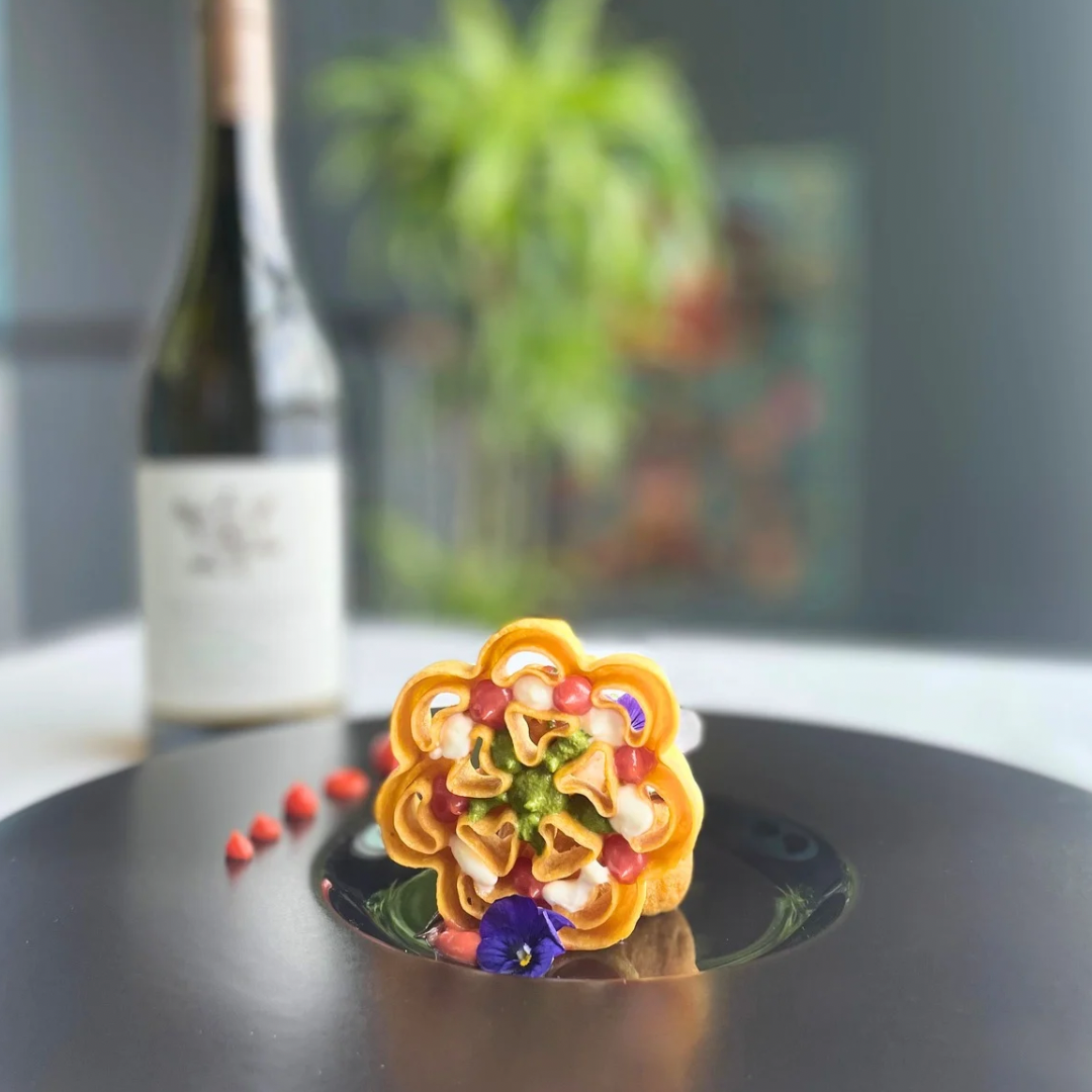 A close up of a plate of food on a table