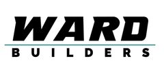 WARD BUILDERS logo in bold black text on a white background, with a teal underline