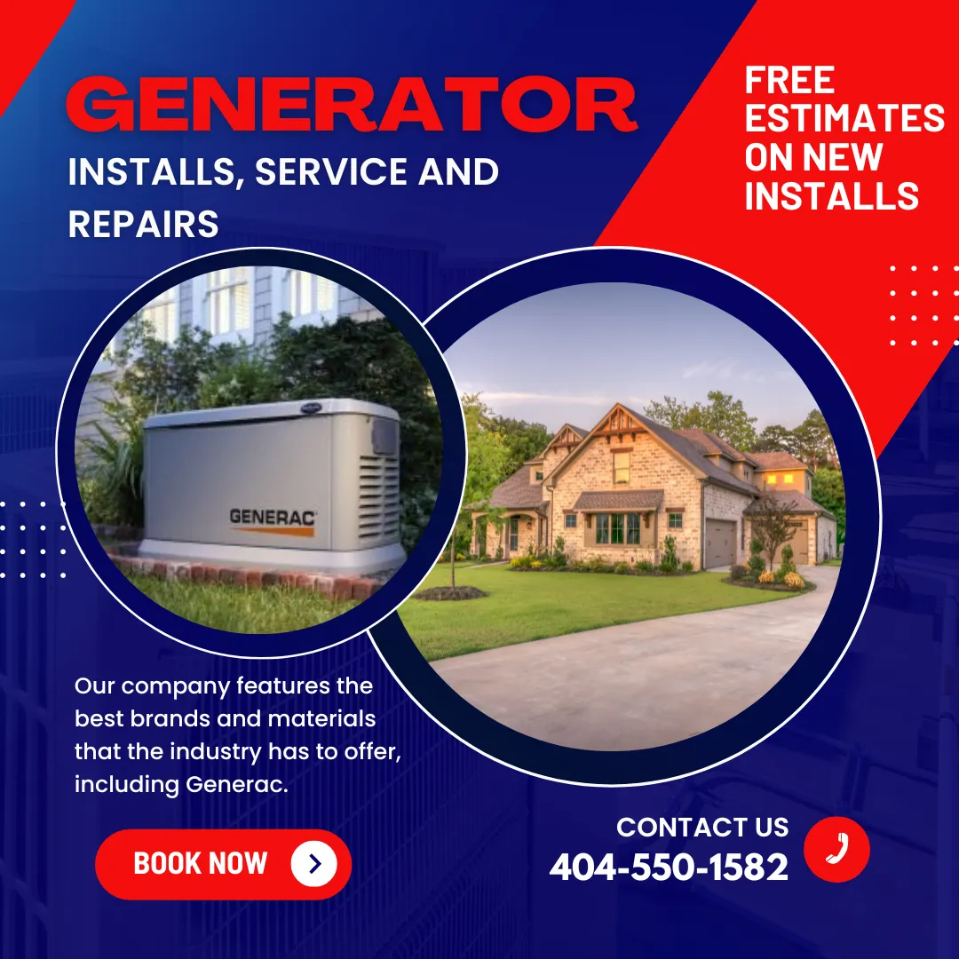 An advertisement for a generator installs service and repairs
