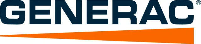 Generac logo with dark blue text over an orange line.