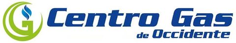 Logotipo de Centro Gas de Occidente con emblema circular verde y azul y texto sobre fondo blanco.