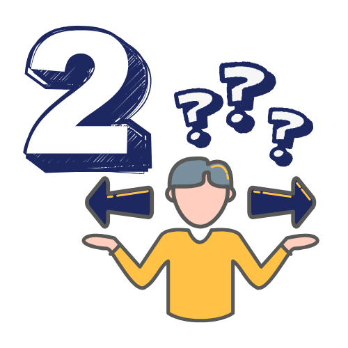 A person unsure with question marks above their head, with a