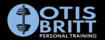 Logo for Otis Britt Personal Training: blue barbell in circle, Otis Britt text,
