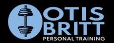 Logo for Otis Britt Personal Training: blue barbell in circle, Otis Britt text,