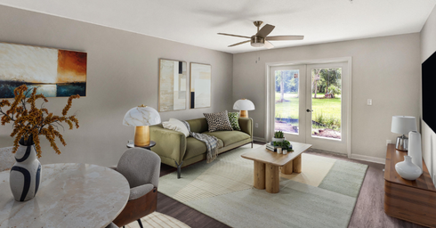 Huntington Forest apartment interior — open-concept living room