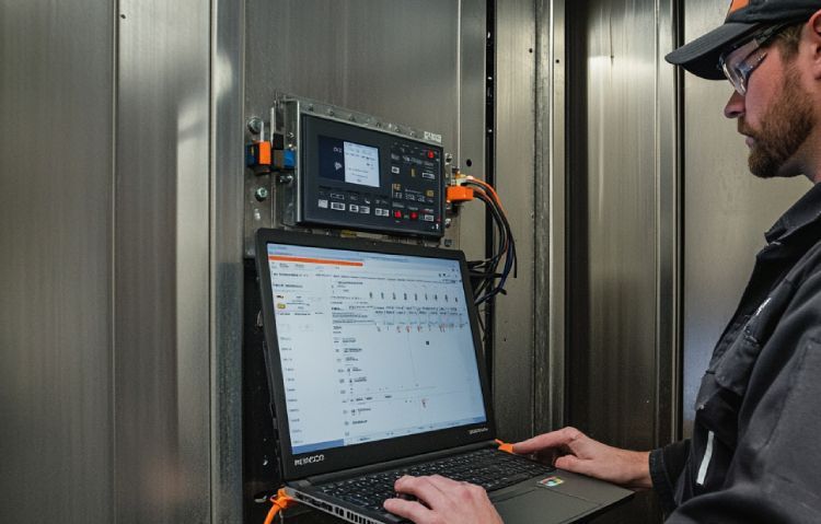 elevator technician scheduled maintenance tasks and system diagnostics