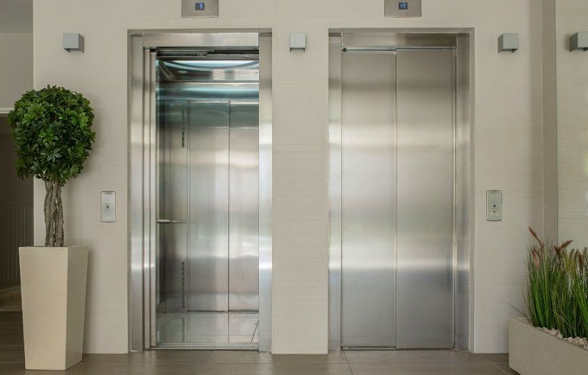 modern building with elevators