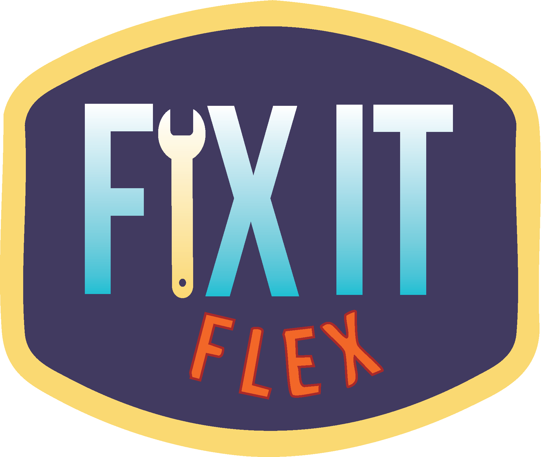 A logo for fix it flex with a wrench on it