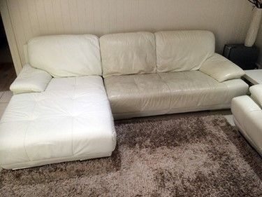Image of a White Sofa Before Cleaning | Brisbane, Qld | Impact Leather Care