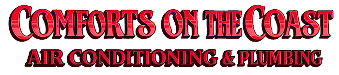Comforts on the Coast Air Conditioning & Plumbing logo in red and blue text