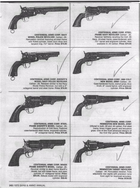 Centennial Arms C&B revolver assortment 1975