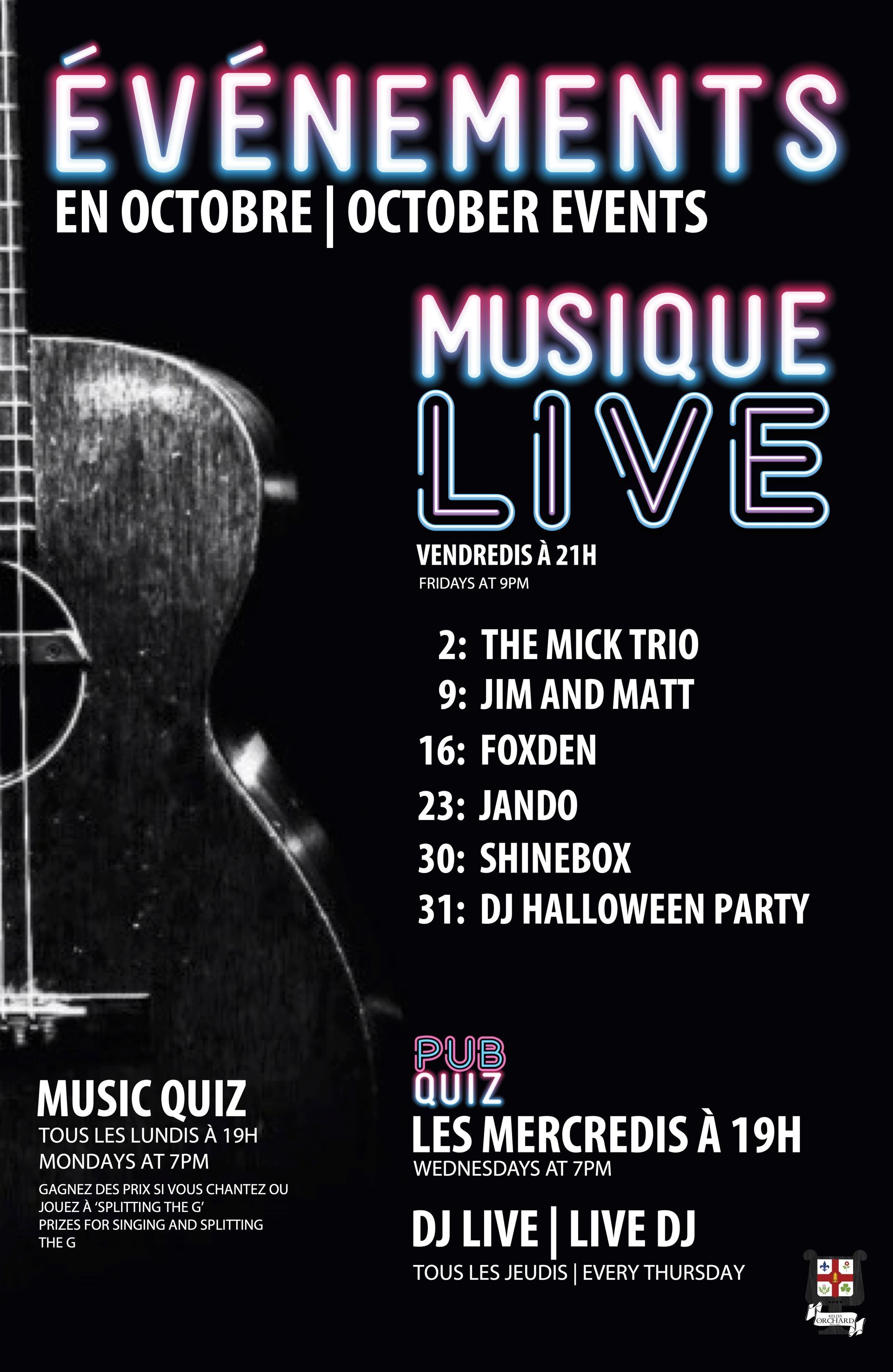 A poster for an event called evenements en juillet july events musique live